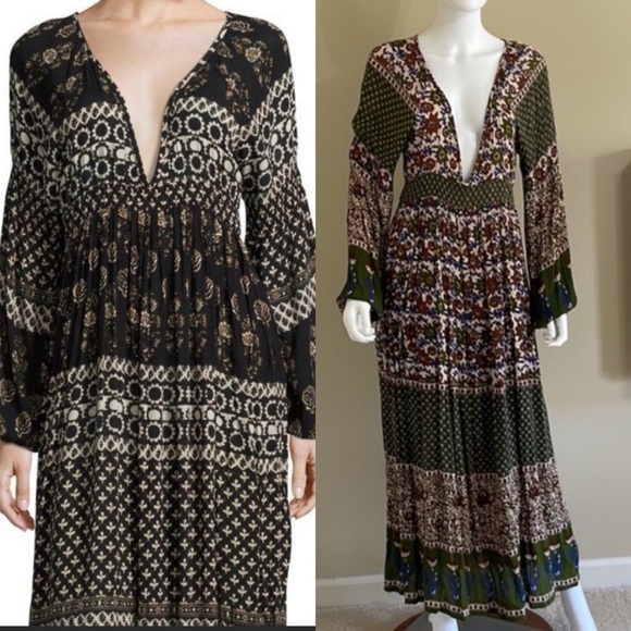 Raga Floral Plunging Neckline Maxi Medium Dress P/30/A1344 - Picture 2 of 10